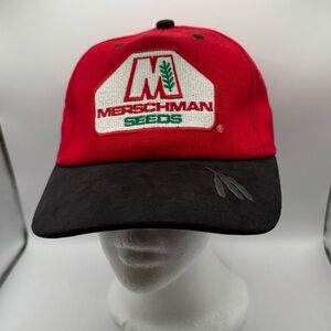 Vintage K-Products Hat Merschman Seeds Adjustable USA Made, Red/Black Embroidery